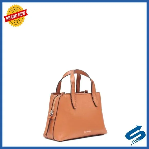 Mini Vegan Leather Satchel Crossbody Bag with Triple Compartments